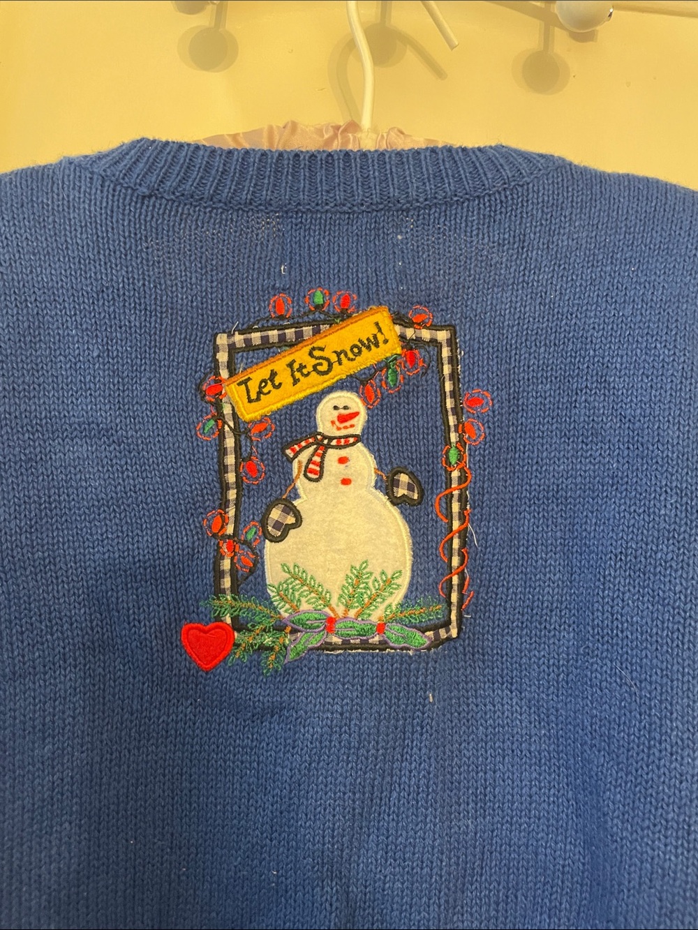Vintage Blue Women's Holiday Snowman Cardigan Sweater - Picture 7 of 8